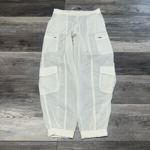 Athleta White Women 6 Utility Pockets Nylon Stretch Parachute Jogger Cargo Pants